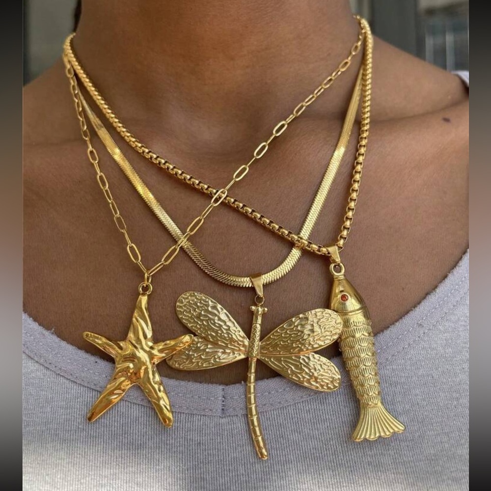 New! Unique Fish Gold Necklace (3028) NWOT - Picture 1 of 2